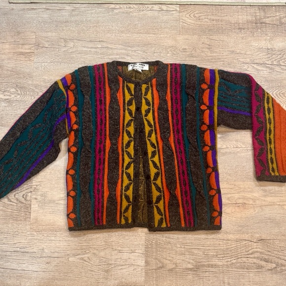 Kitty Hawk Sweaters - Vintage 80's Kitty Hawk by Vivian Wang Coogi style cardigan sweater maximalist